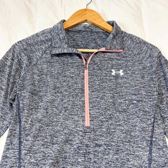Under Armour ½ Zip Pullover Size Small Gray Heather Pink Zip Running Top - Picture 3 of 5